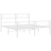 Stella Homewares Metal Bed Frame without Mattress with Footboard White 150x200 cm