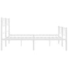 Stella Homewares Metal Bed Frame without Mattress with Footboard White 150x200 cm