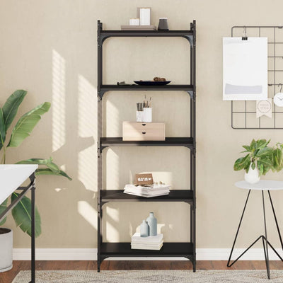 Stella Homewares Bookcase 5-Tier Black 60x30x154 cm Engineered Wood