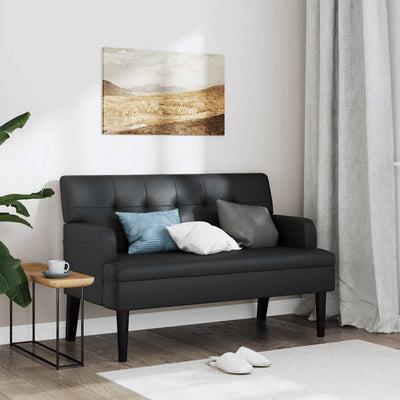 Stella Homewares Bench with Backrest Black 112x65.5x75 cm Faux Leather