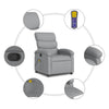 Stella Homewares Massage Recliner Chair Light Grey Fabric