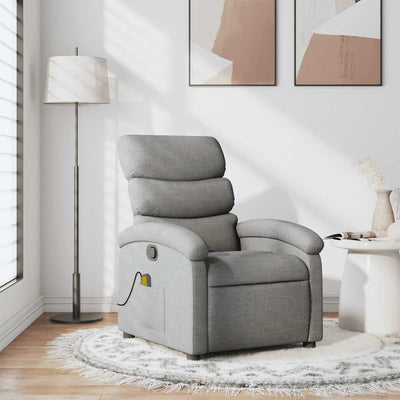 Stella Homewares Massage Recliner Chair Light Grey Fabric