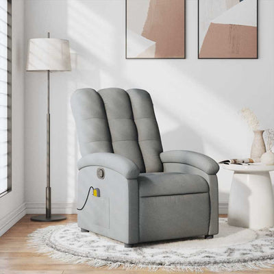 Stella Homewares Massage Recliner Chair Light Grey Fabric