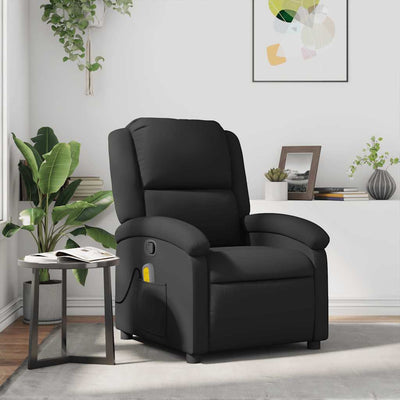 Stella Homewares Massage Recliner Chair Black Real Leather
