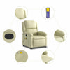 Stella Homewares Massage Recliner Chair Cream Real Leather