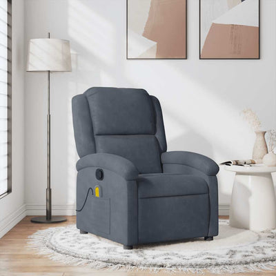 Stella Homewares Massage Recliner Chair Dark Grey Velvet