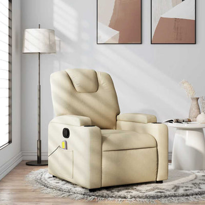 Stella Homewares Massage Recliner Chair Cream Fabric