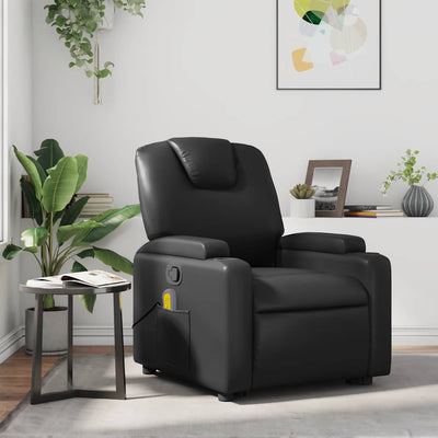 Stella Homewares Massage Recliner Chair Black Faux Leather