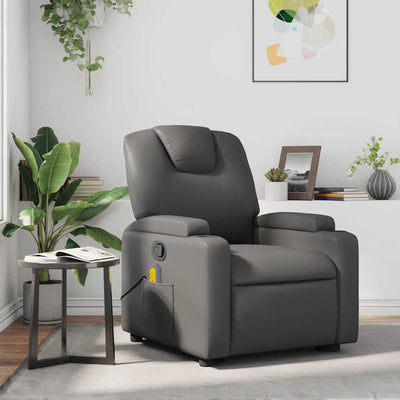 Stella Homewares Massage Recliner Chair Grey Faux Leather
