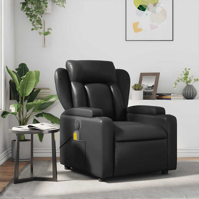 Stella Homewares Massage Recliner Chair Black Faux Leather