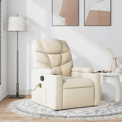 Stella Homewares Massage Recliner Chair Cream Fabric
