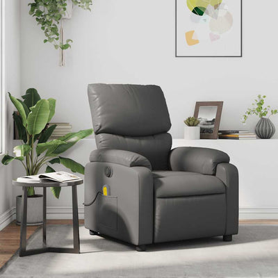 Stella Homewares Massage Recliner Chair Grey Faux Leather