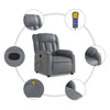Stella Homewares Massage Recliner Chair Grey Faux Leather