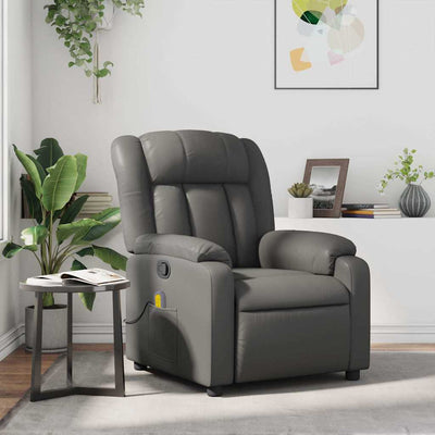 Stella Homewares Massage Recliner Chair Grey Faux Leather
