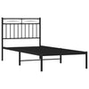 Stella Homewares Metal Bed Frame without Mattress with Headboard Black 90x190 cm