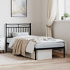 Stella Homewares Metal Bed Frame without Mattress with Headboard Black 90x190 cm