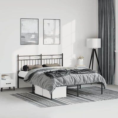 Stella Homewares Metal Bed Frame without Mattress with Headboard Black 150x200 cm