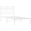 Stella Homewares Metal Bed Frame without Mattress with Headboard White 90x190 cm