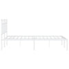 Stella Homewares Metal Bed Frame without Mattress with Headboard White 135x190 cm