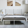 Stella Homewares Metal Bed Frame without Mattress with Headboard White 150x200 cm