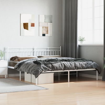 Stella Homewares Metal Bed Frame without Mattress with Headboard White 183x203 cm King