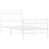 Stella Homewares Metal Bed Frame without Mattress with Footboard White 90x190 cm