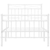 Stella Homewares Metal Bed Frame without Mattress with Footboard White 90x190 cm