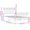 Stella Homewares Metal Bed Frame without Mattress with Footboard White 90x190 cm