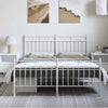 Stella Homewares Metal Bed Frame without Mattress with Footboard White 150x200 cm