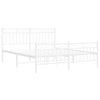 Stella Homewares Metal Bed Frame without Mattress with Footboard White 150x200 cm