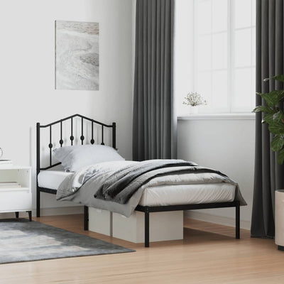 Stella Homewares Metal Bed Frame without Mattress with Headboard Black 90x190 cm