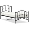 Stella Homewares Metal Bed Frame without Mattress with Footboard Black 90x190 cm