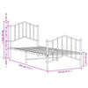 Stella Homewares Metal Bed Frame without Mattress with Footboard Black 90x190 cm