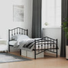 Stella Homewares Metal Bed Frame without Mattress with Footboard Black 90x190 cm
