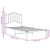Stella Homewares Metal Bed Frame without Mattress with Headboard White 90x190 cm