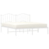 Stella Homewares Metal Bed Frame without Mattress with Headboard White 183x203 cm King