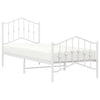 Stella Homewares Metal Bed Frame without Mattress with Footboard White 90x190 cm