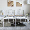 Stella Homewares Metal Bed Frame without Mattress with Footboard White 150x200 cm