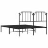 Stella Homewares Metal Bed Frame without Mattress with Headboard Black 150x200 cm