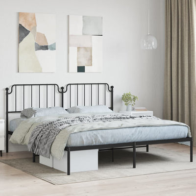 Stella Homewares Metal Bed Frame without Mattress with Headboard Black 183x203 cm King