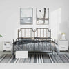 Stella Homewares Metal Bed Frame without Mattress with Footboard Black 135x190 cm