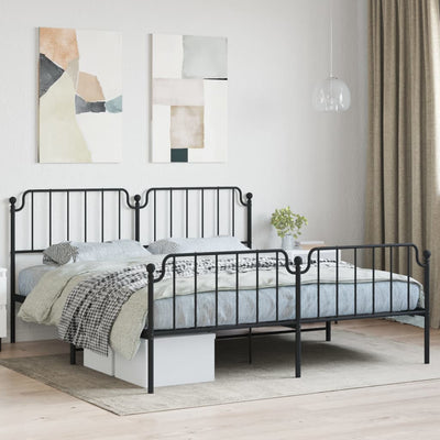 Stella Homewares Metal Bed Frame without Mattress with Footboard Black 183x203 cm King