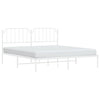 Stella Homewares Metal Bed Frame without Mattress with Headboard White 183x203 cm King