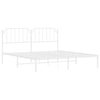 Stella Homewares Metal Bed Frame without Mattress with Headboard White 183x203 cm King