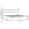 Stella Homewares Metal Bed Frame without Mattress with Headboard White 183x203 cm King