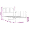 Stella Homewares Metal Bed Frame without Mattress with Footboard White 90x190 cm