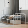 Stella Homewares Metal Bed Frame without Mattress with Footboard White 90x190 cm