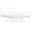 Stella Homewares Metal Bed Frame without Mattress with Footboard White 135x190 cm