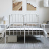 Stella Homewares Metal Bed Frame without Mattress with Footboard White 135x190 cm