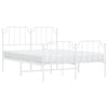 Stella Homewares Metal Bed Frame without Mattress with Footboard White 135x190 cm